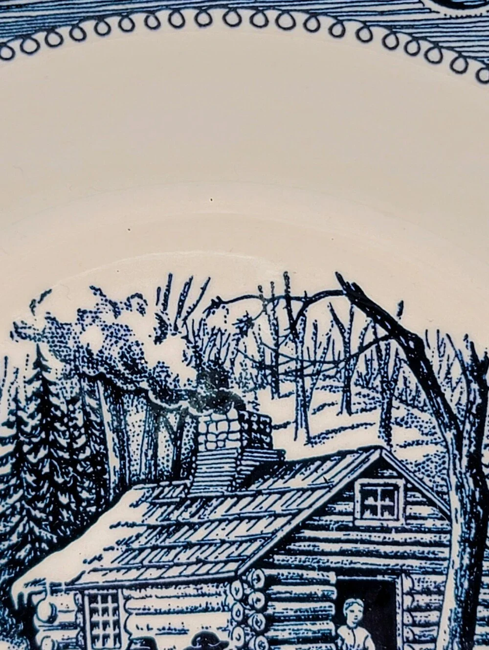 Currier Ives Maple Sugaring Blue Transferware Soup Pasta Bowls Set Of 2 Ironston